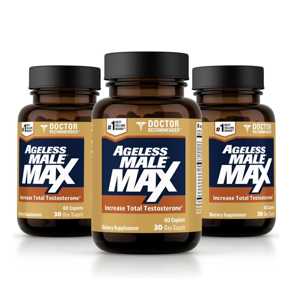 Ageless Male Max Testosterone Booster – Enhance Sexual Arousal, 120 Caplets (30-Day Supply) thumbnail 4