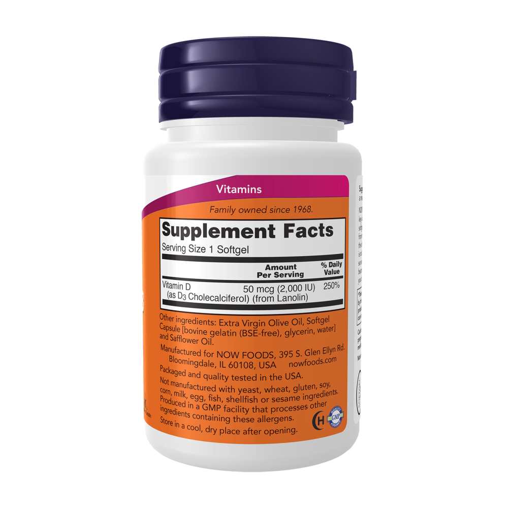 Now Foods Vitamin D-3 2000 Iu – Bone &amp; Immune Health – 30 Softgels thumbnail 5