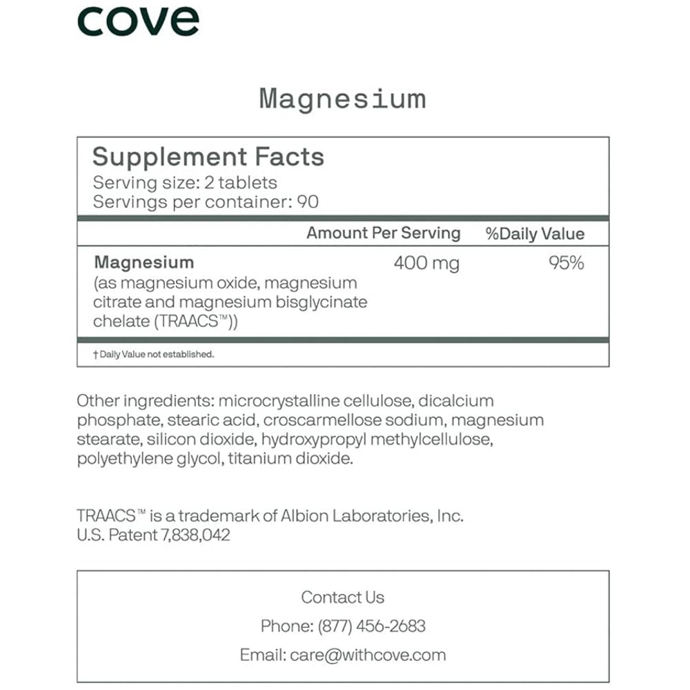 Cove Magnesium Support – Migraine Relief &amp; Wellness Supplement (180 Tablets) thumbnail 2