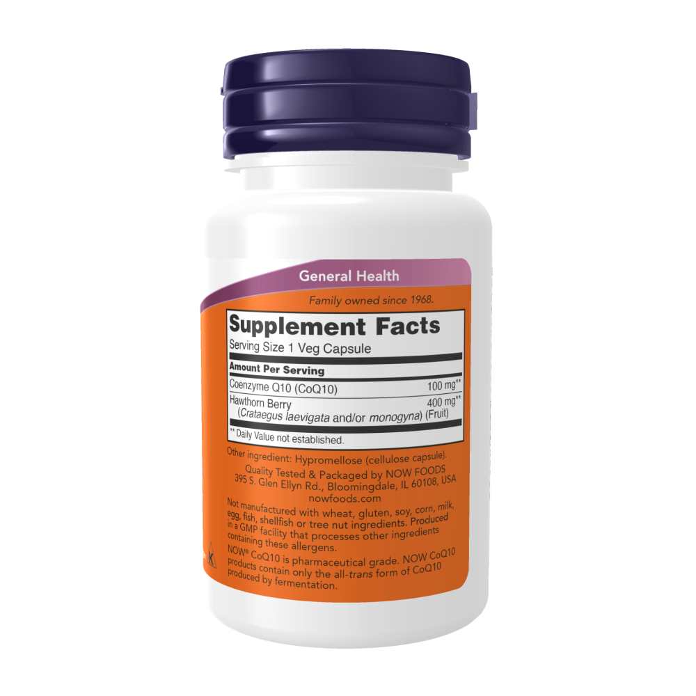 Now Foods Co Q10 100 Mg with Hawthorn Berry – Cardiovascular Support &amp; Cellular Energy – 30 Veg Capsules thumbnail 2