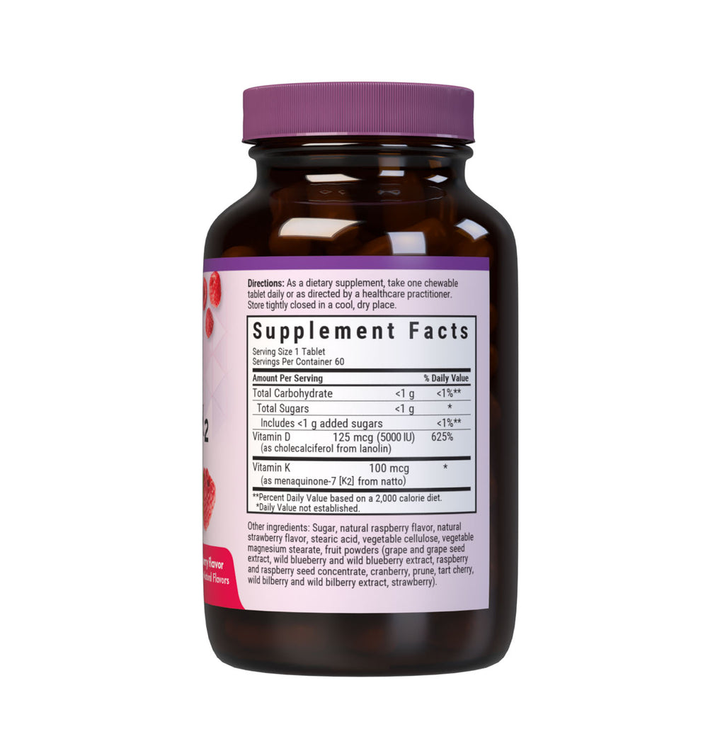 Bluebonnet Nutrition Earthsweet Chewables Vitamin D3 &amp; K2 60 Tabs thumbnail 2