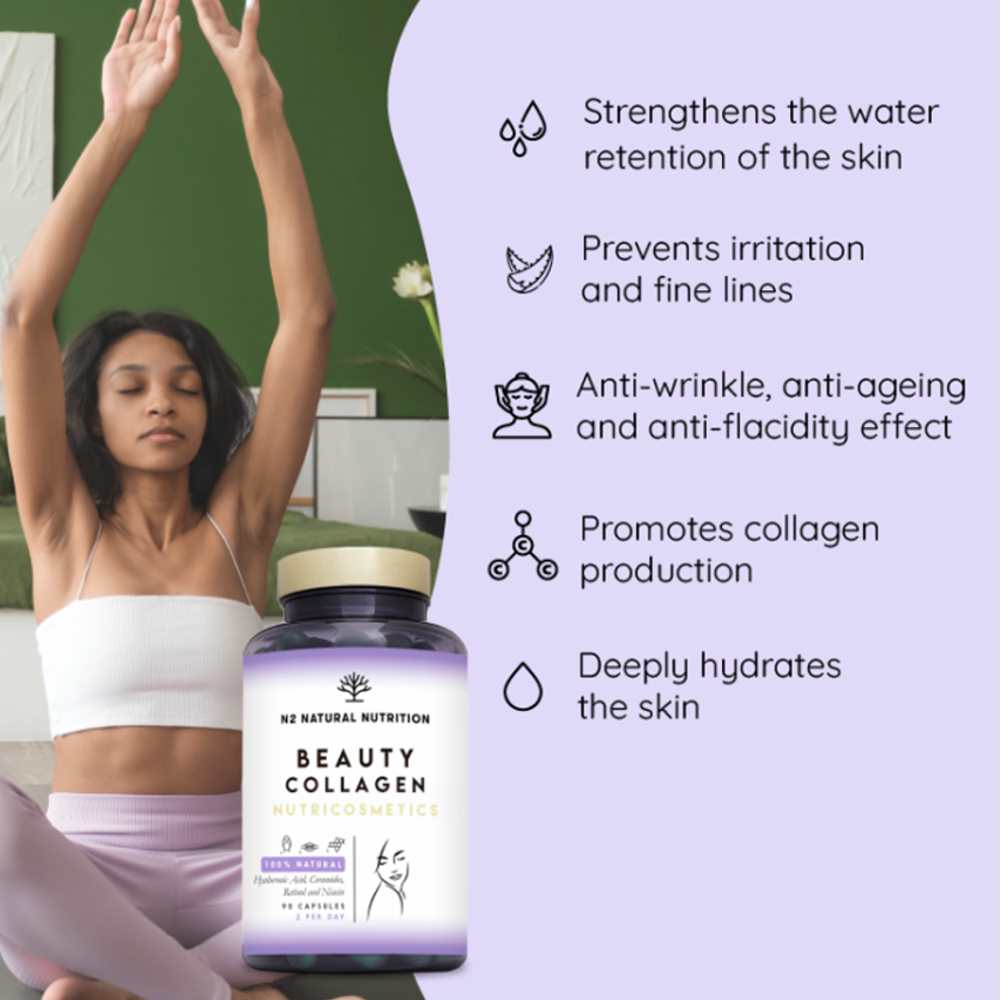 Beauty Collagen by N2 Natural Nutrition – 90 Capsules | Skin Support with Hyaluronic Acid &amp; Retinol thumbnail 2