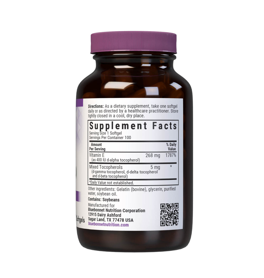 Bluebonnet Nutrition Vitamin E 400 Iu D-Alpha &amp; Mixed Tocopherols 100 Softgels thumbnail 2