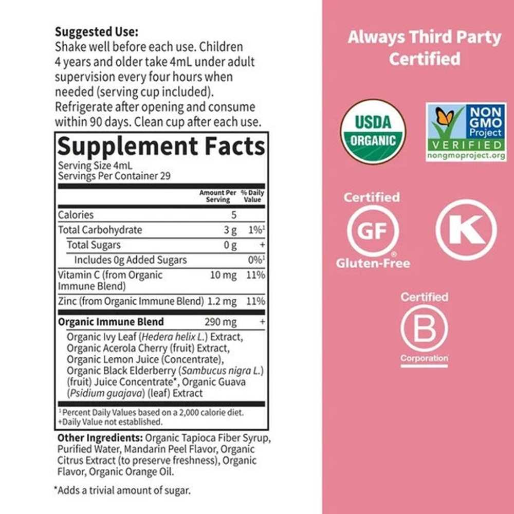Garden of Life Organics Kids Cough &amp; Mucus Immune Syrup† 116ml thumbnail 2