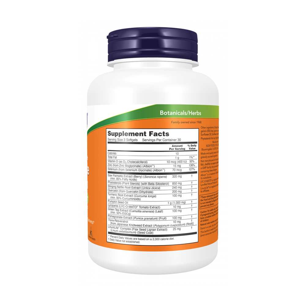 Now Foods Clinical Strength Prostate Health – Saw Palmetto, Beta-Sitosterol &amp; Lycopene – 90 Softgels thumbnail 2