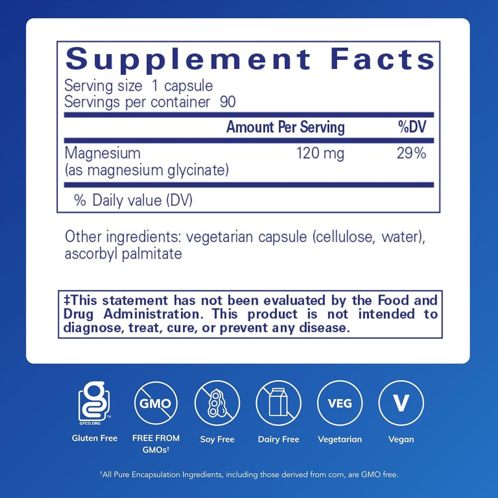 Pure Encapsulations Magnesium Glycinate - Muscle &amp; Sleep Support thumbnail 2