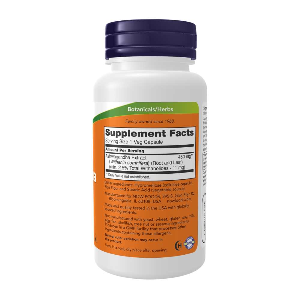 Now Foods Ashwagandha 450mg – Standardized Extract – Stress &amp; Immune Support – 90 Veg Capsules thumbnail 4