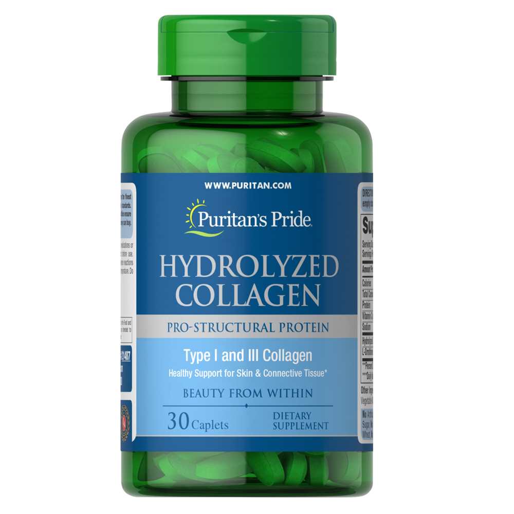 Puritan’s Pride Hydrolyzed Collagen – 180 Caplets | Type I &amp; III | Beauty &amp; Tissue Support thumbnail 3
