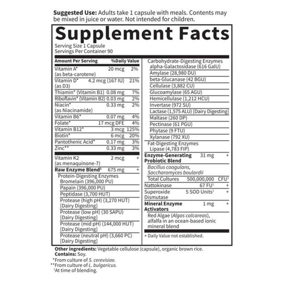 Garden of Life Raw Enzymes Men 50 &amp; Wiser Digestive Health 90 Capsules thumbnail 2