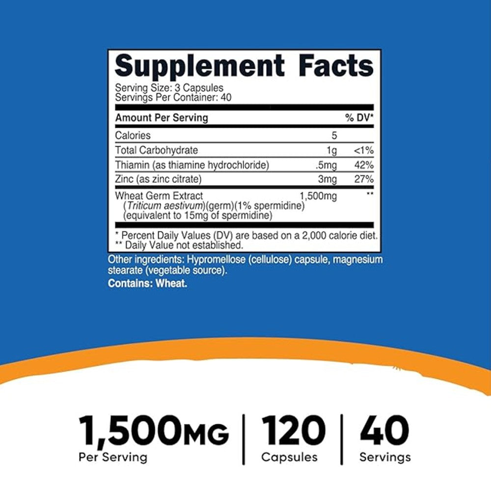 Nutricost Spermidine Wheat Germ 1500mg - Cellular Health &amp; Longevity thumbnail 2