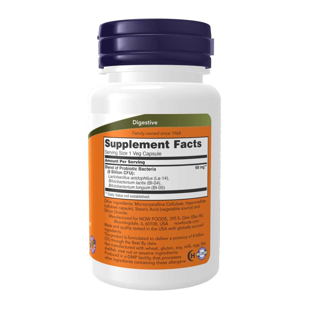 Now Foods 8 Billion Acidophilus &amp; Bifidus – 60 Veg Capsules thumbnail 3