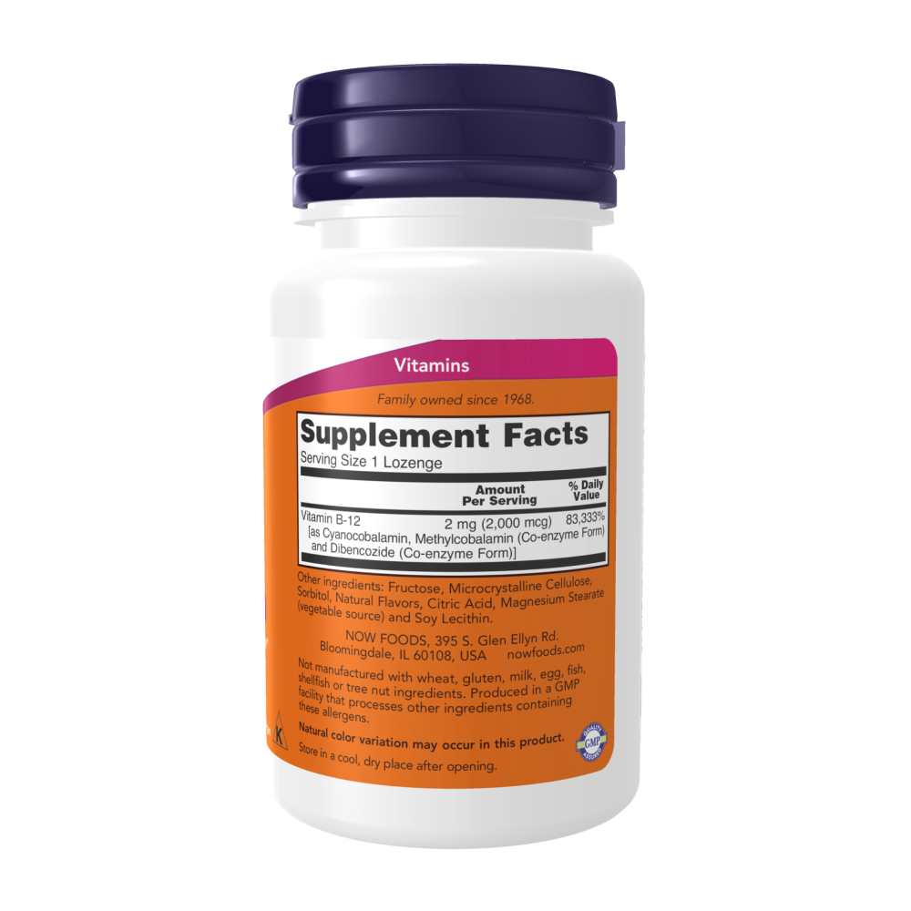 Now Foods B-12 2,000 Mcg – Triple-Form Co-Enzyme B12 for Energy &amp; Nervous System Support – 100 Lozenges thumbnail 2