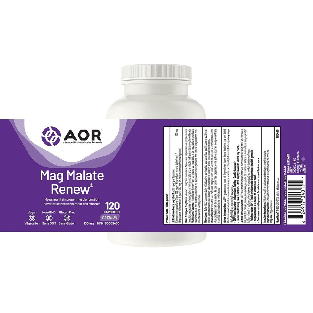 AOR Mag Malate Renew – Advanced Muscle &amp; Energy Support (120 Capsules) thumbnail 2