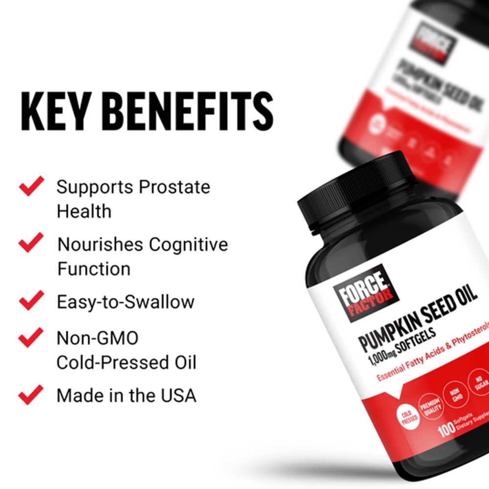 Force Factor Pumpkin Seed Oil – 100 Softgels thumbnail 2