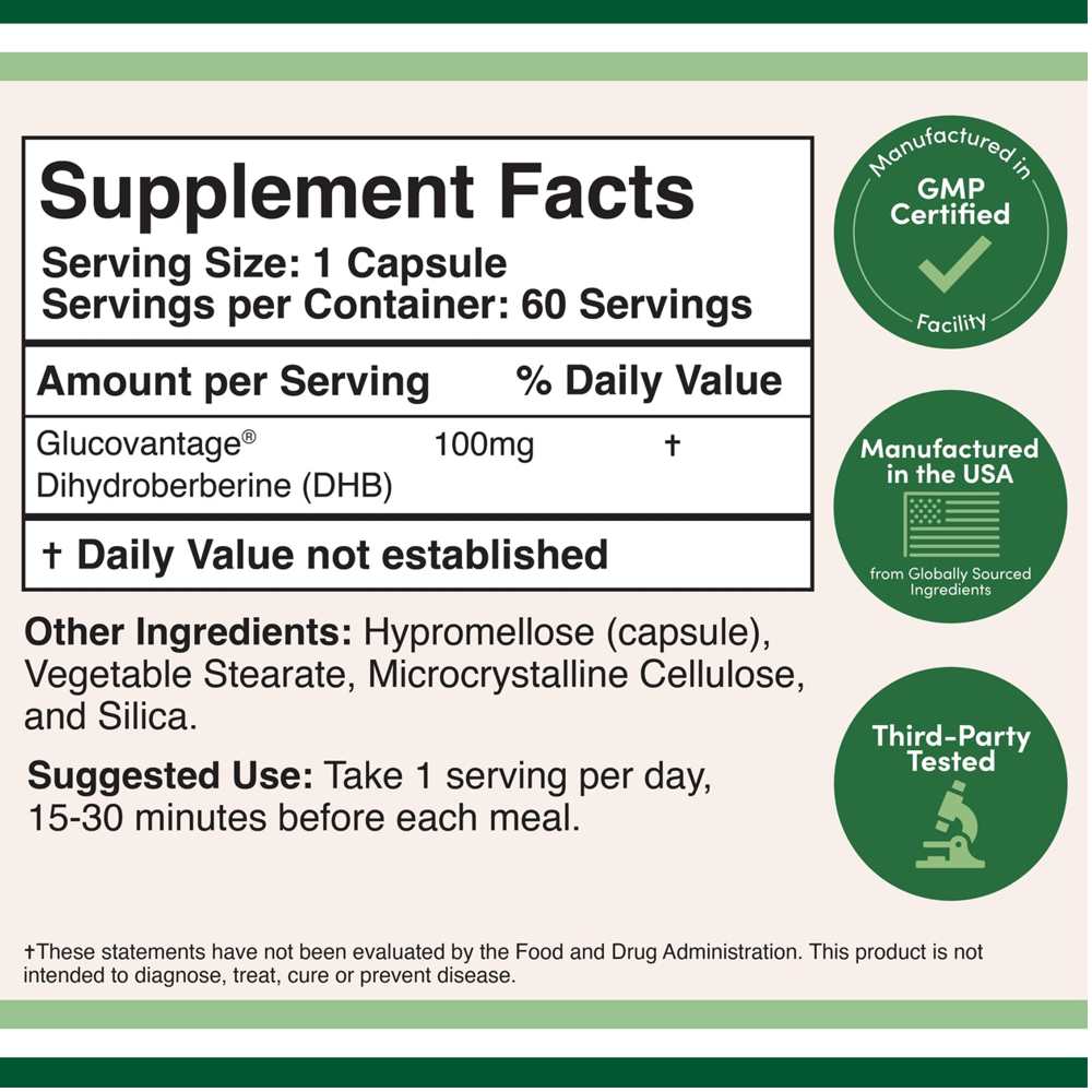 Double Wood Dihydro Berberine – Advanced Cardiovascular Support 60 Caps thumbnail 2