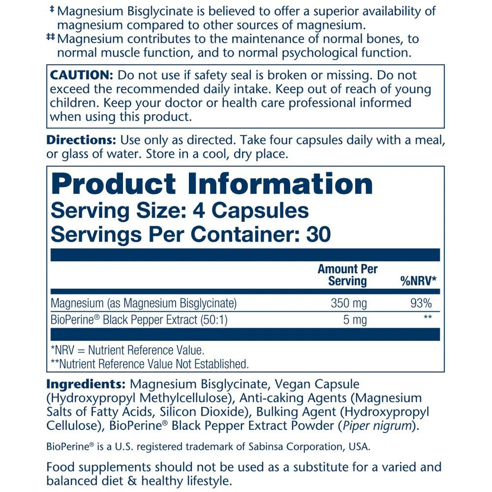 Solaray Magnesium Bisglycinate 350mg - Bone &amp; Muscle Support thumbnail 3