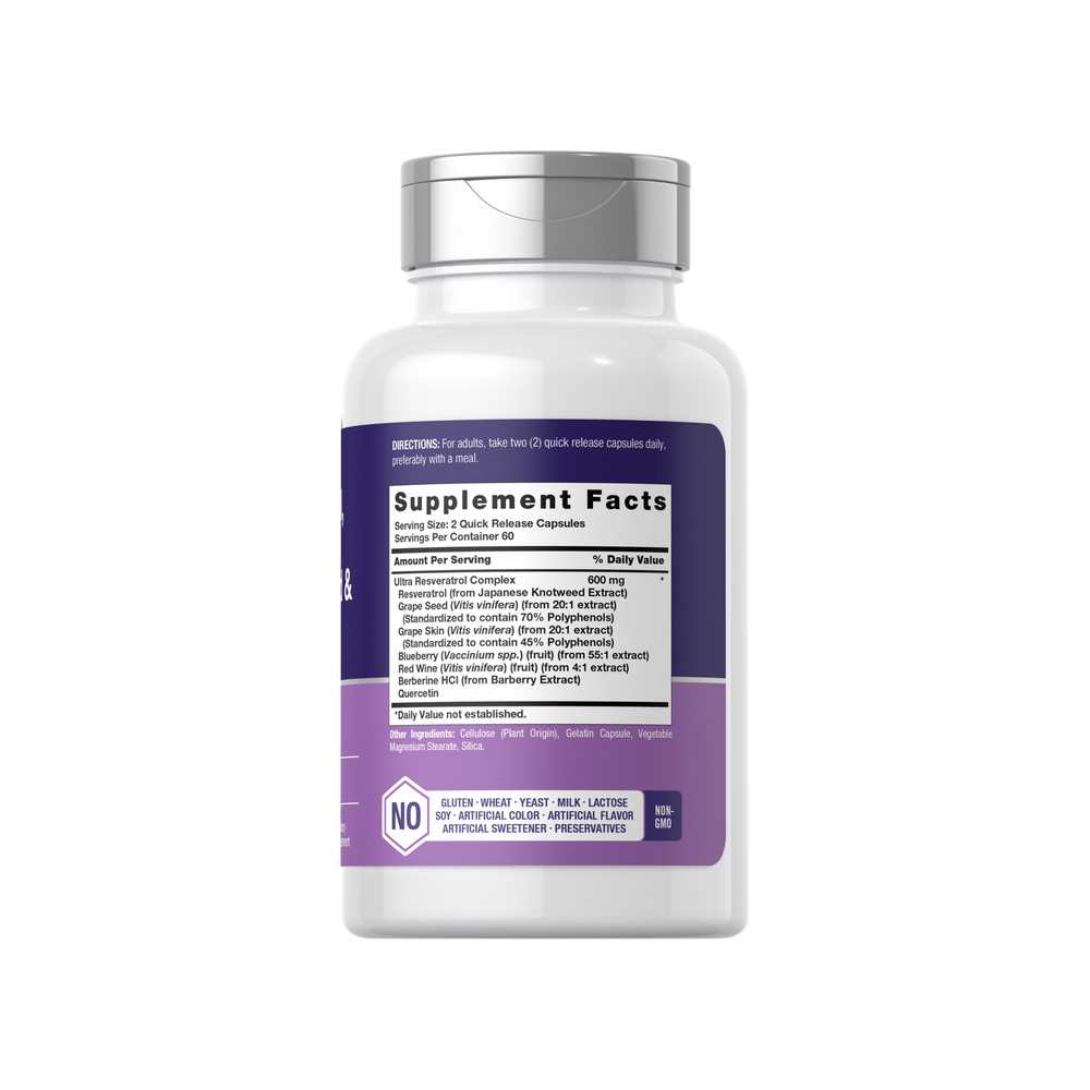 Horbäach Resveratrol Berberine Grape Seed &amp; Quercetin | 120 Capsules thumbnail 2