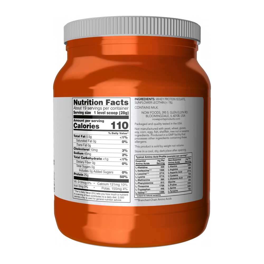 Now Sports Whey Protein Isolate – Unflavored Powder – Pure 25g Protein per Serving – Muscle Recovery &amp; Strength – 544g thumbnail 2