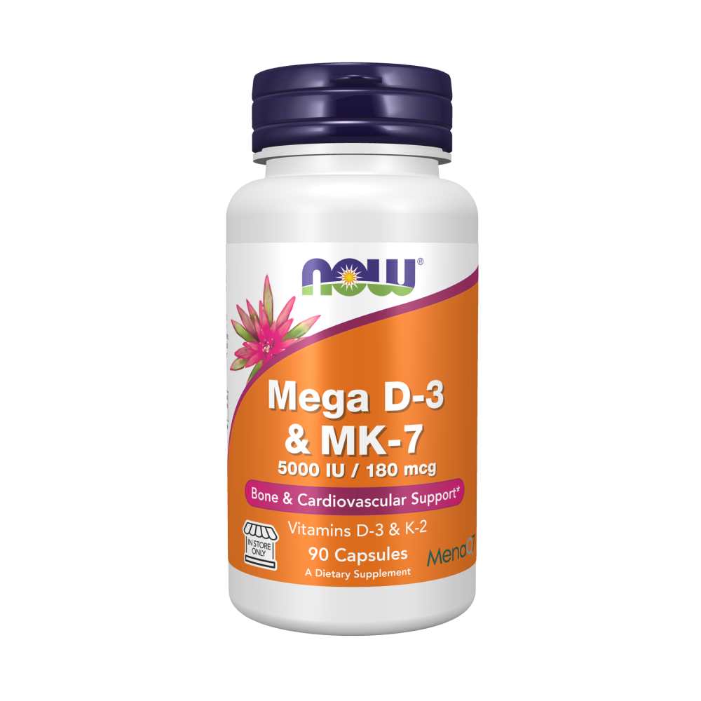 Now Foods Mega D-3 &amp; Mk-7 – 5000 Iu Vitamin D3 + 180 Mcg Mk7 – 60 Capsules thumbnail 2