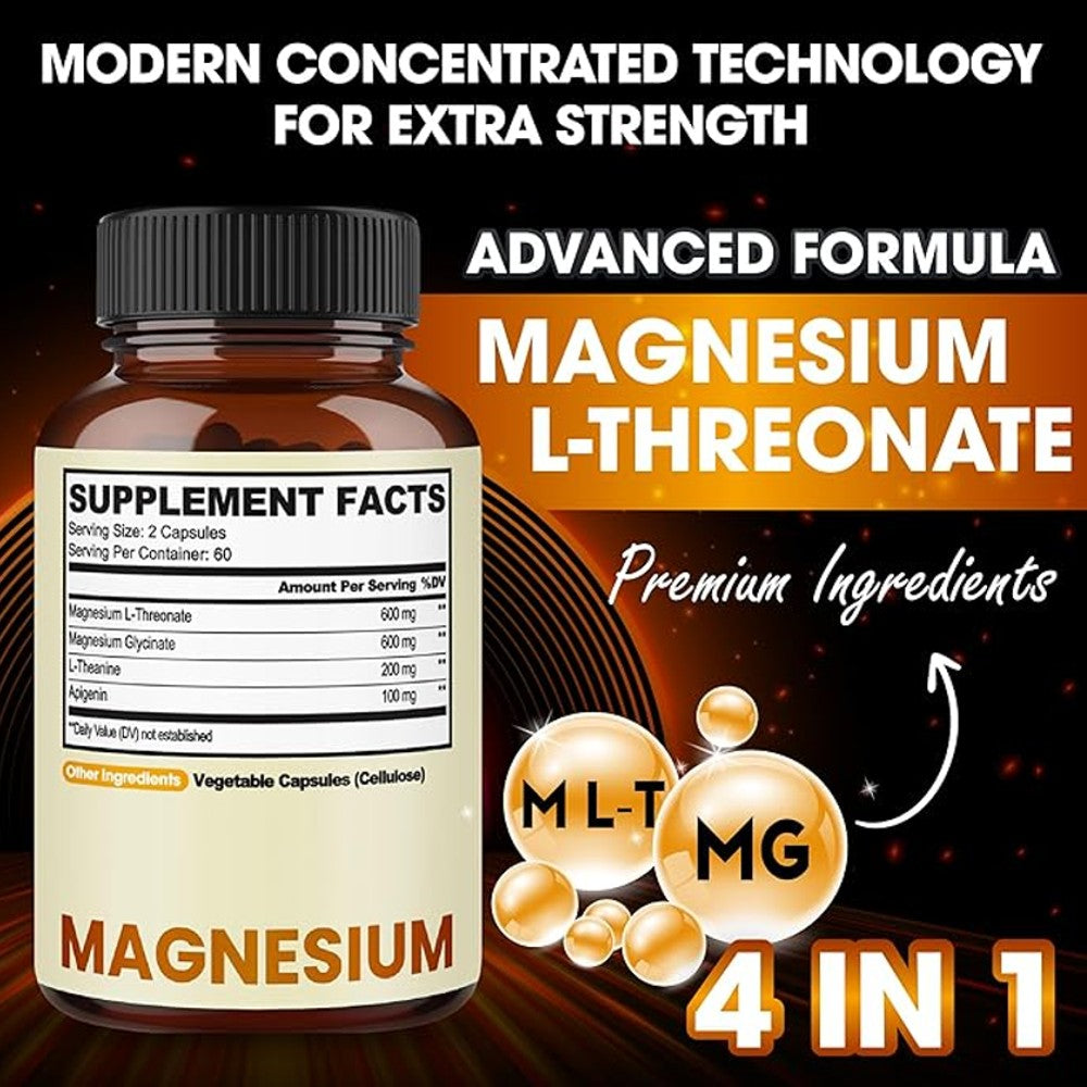 Agobi Magnesium 1500mg 4-in-1 – L-Threonate, Glycinate, L-Theanine &amp; Apigenin thumbnail 2