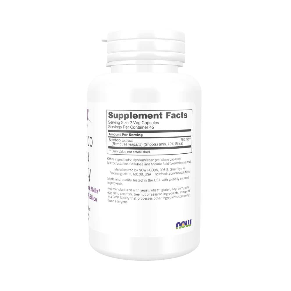 Now Foods Bamboo Silica Beauty – 70% Standardized Silica Formula – Hair, Skin &amp; Nails Support – 90 Veg Capsules thumbnail 2