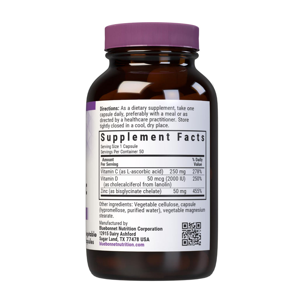 Bluebonnet Nutrition Vitamin C, D3 &amp; Zinc 50 Caps thumbnail 2