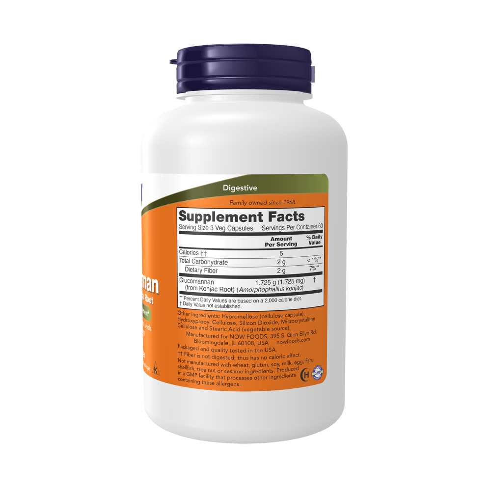 Now Foods Glucomannan 575mg – Konjac Root Capsules for Weight &amp; Cholesterol – 180 Veg Capsules thumbnail 2