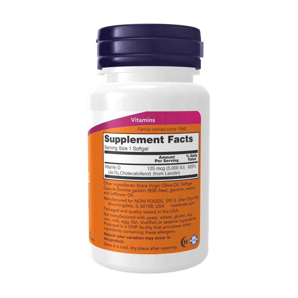Now Foods Vitamin D-3 5000 Iu – High Potency Bone &amp; Immune Support – 30 Softgels thumbnail 5