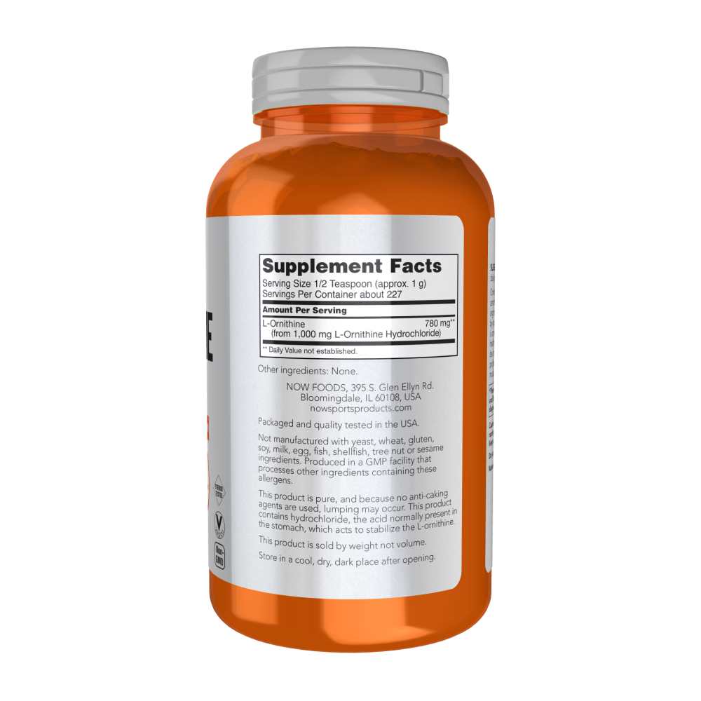 Now Sports L-Ornithine Powder – Nitric Oxide &amp; Recovery Support – 227g thumbnail 2