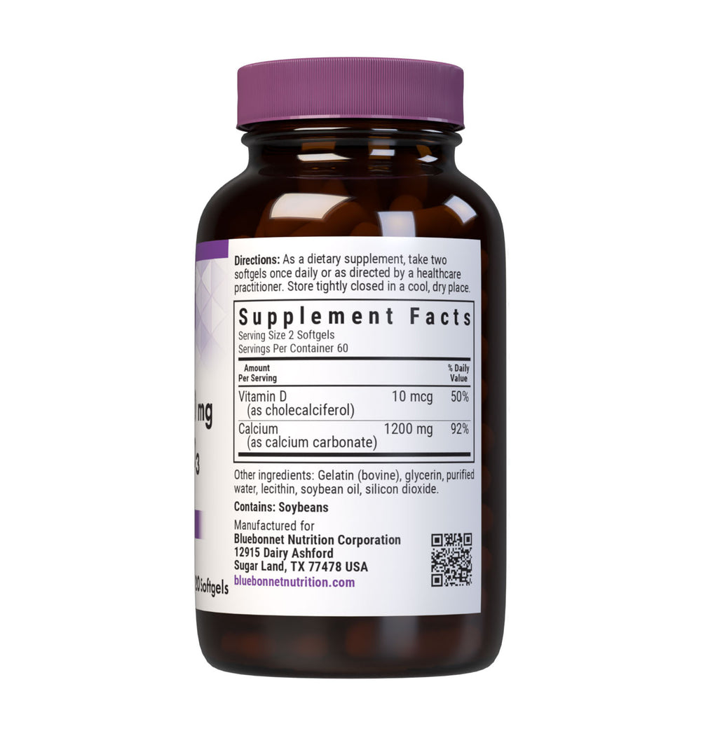 Bluebonnet Nutrition CALCIUM 1200 mg &amp; VITAMIN D3 (MILK-FREE) 120 softgels thumbnail 2