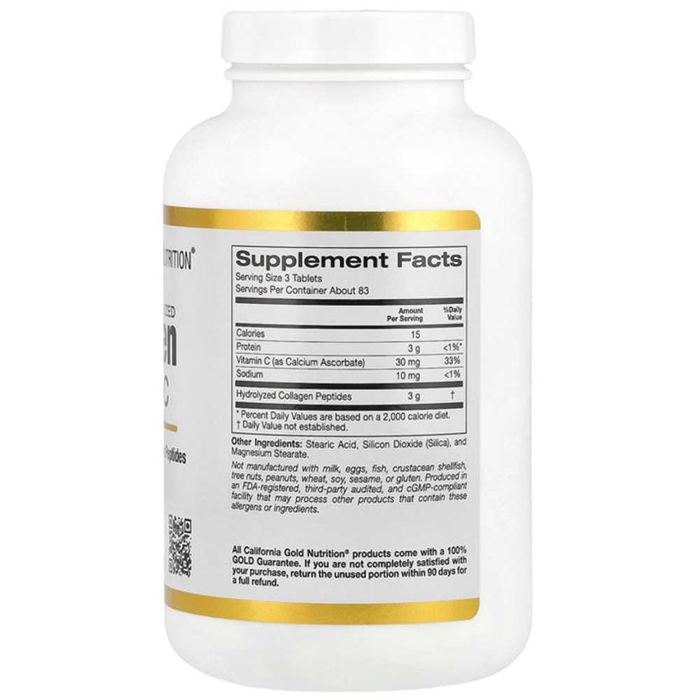 California Gold Nutrition – Hydrolyzed Collagen + Vitamin C | 250 Tablets | Skin &amp; Joint Support thumbnail 2