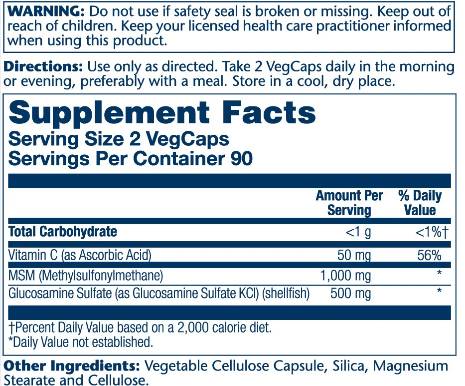 Solaray Msm &amp; Glucosamine 180 Caps thumbnail 2