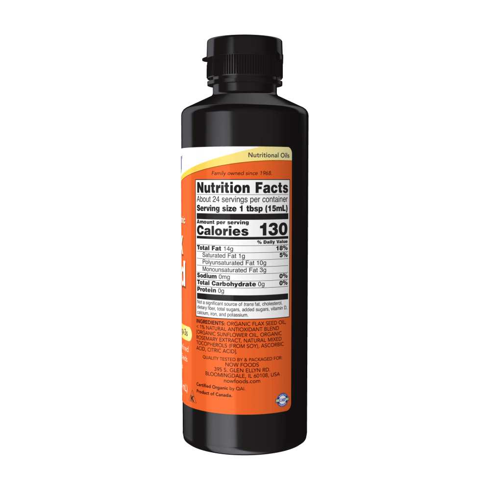 Now Foods Certified Organic Flax Seed Oil – Cold-Pressed &amp; Unrefined Omega-3 Source – 12 Fl Oz (355 M L) thumbnail 2