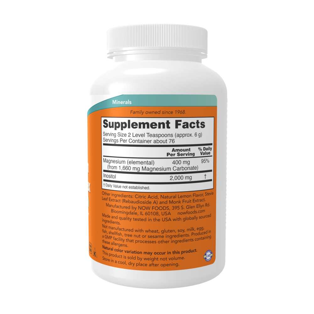 Now Foods Magnesium Inositol Relax – Fizzy Lemonade Flavor – Nervous System Support &amp; Relaxation Formula – 16 Oz (454g) Powder thumbnail 2