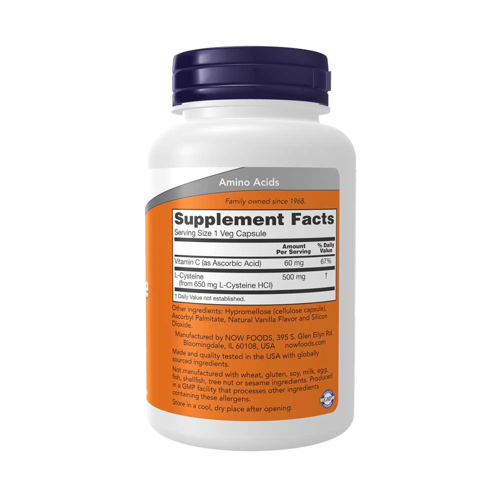 Now Foods L-Cysteine 500 Mg – Structural Support with Vitamin C for Hair, Skin &amp; Nails – 90 Veg Capsules thumbnail 2