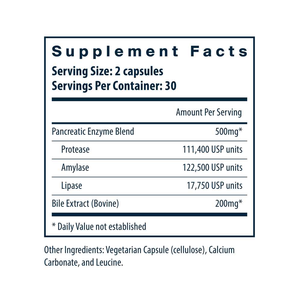 Vital Nutrients Pancreatin &amp; Ox Bile Extract 60 Caps thumbnail 3