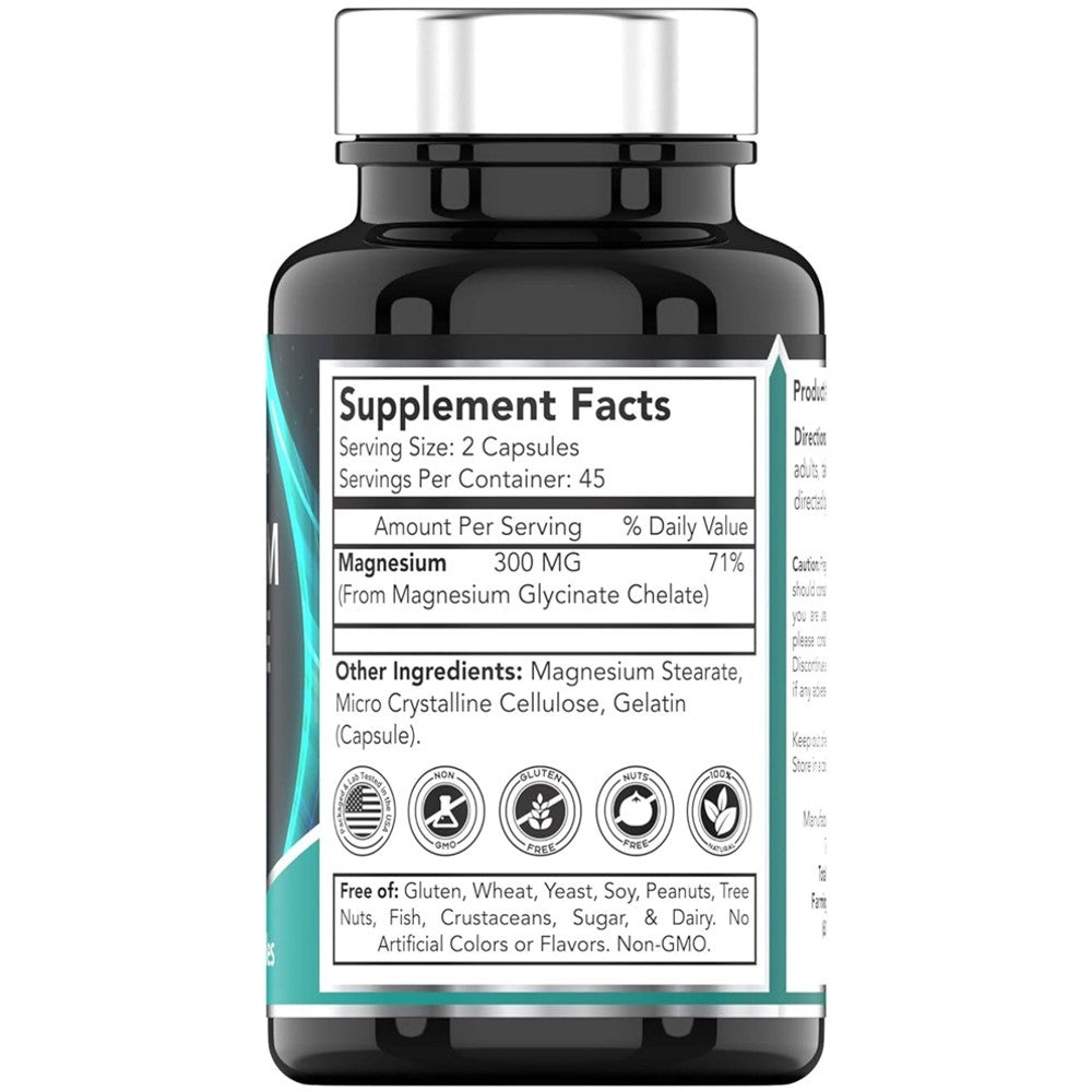 Tnvitamins Magnesium Glycinate 300mg – 90 Capsules for Muscle, Sleep &amp; Heart Health thumbnail 2