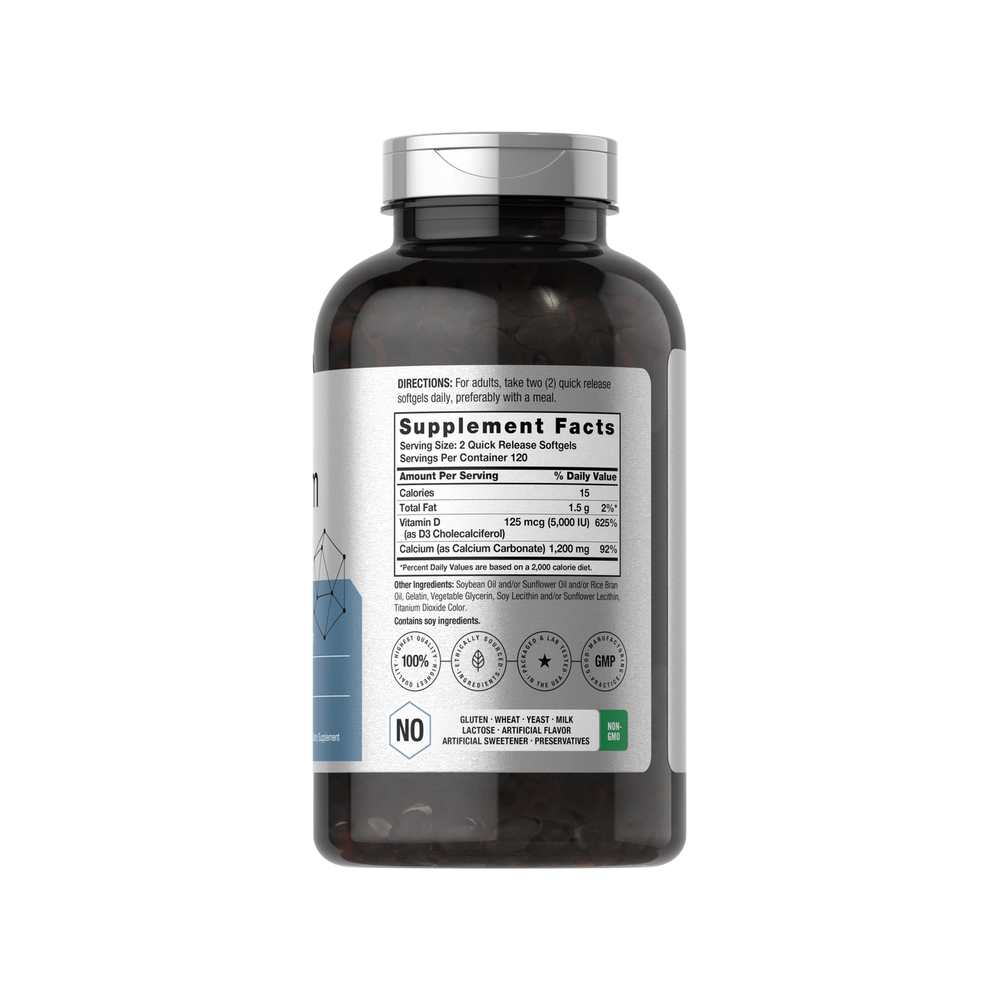 Horbäach Calcium 1200mg per Serving with Vitamin D-3 | 240 Softgels thumbnail 2