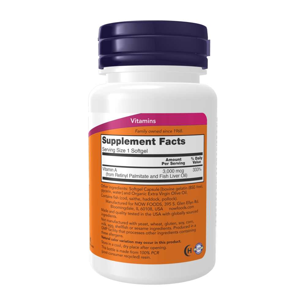 Now Foods Vitamin a 10,000 Iu – Eye, Skin &amp; Immune Health – 100 Softgels thumbnail 2