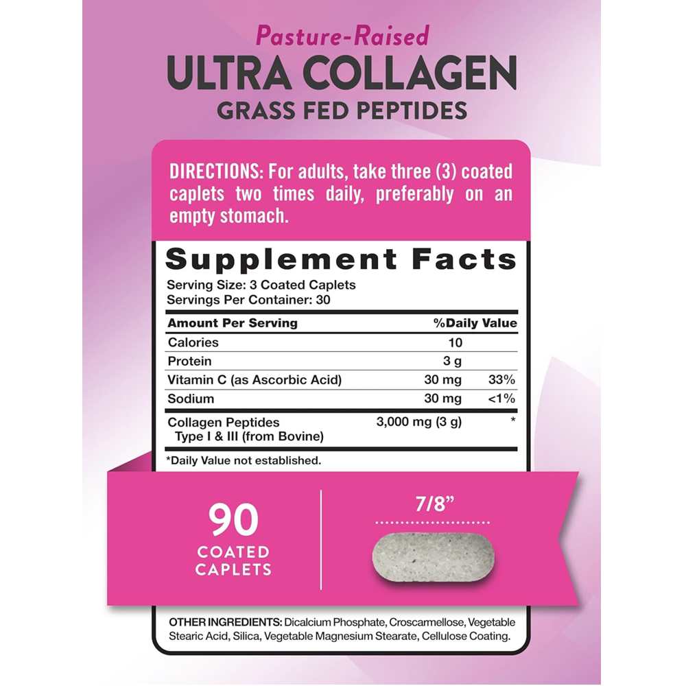 Nature’s Truth Grass-Fed Ultra Collagen – 90 Tablets | 3000 Mg Types I &amp; Iii Peptides thumbnail 2