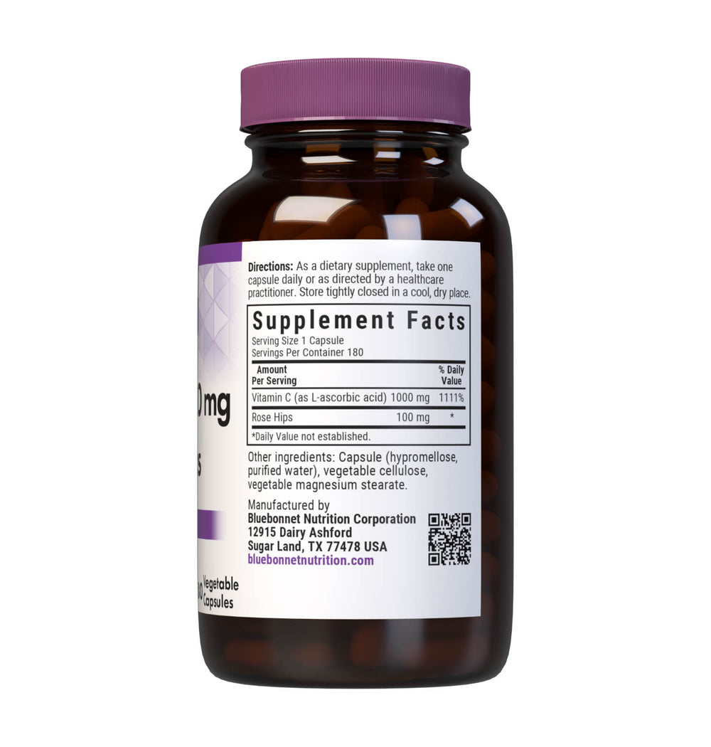 Bluebonnet Nutrition Vitamin C-1000 Mg &amp; Rose Hips 180 Caps thumbnail 2
