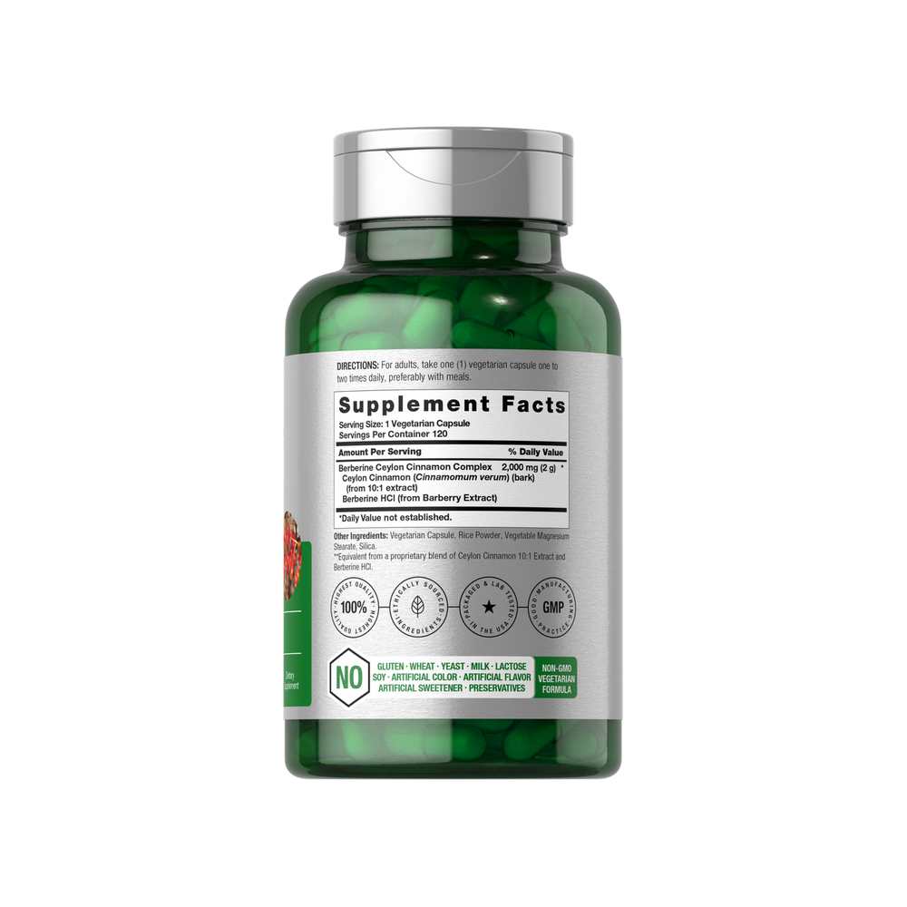 Horbäach Berberine Plus Ceylon Cinnamon 2000mg | 120 Capsules thumbnail 2