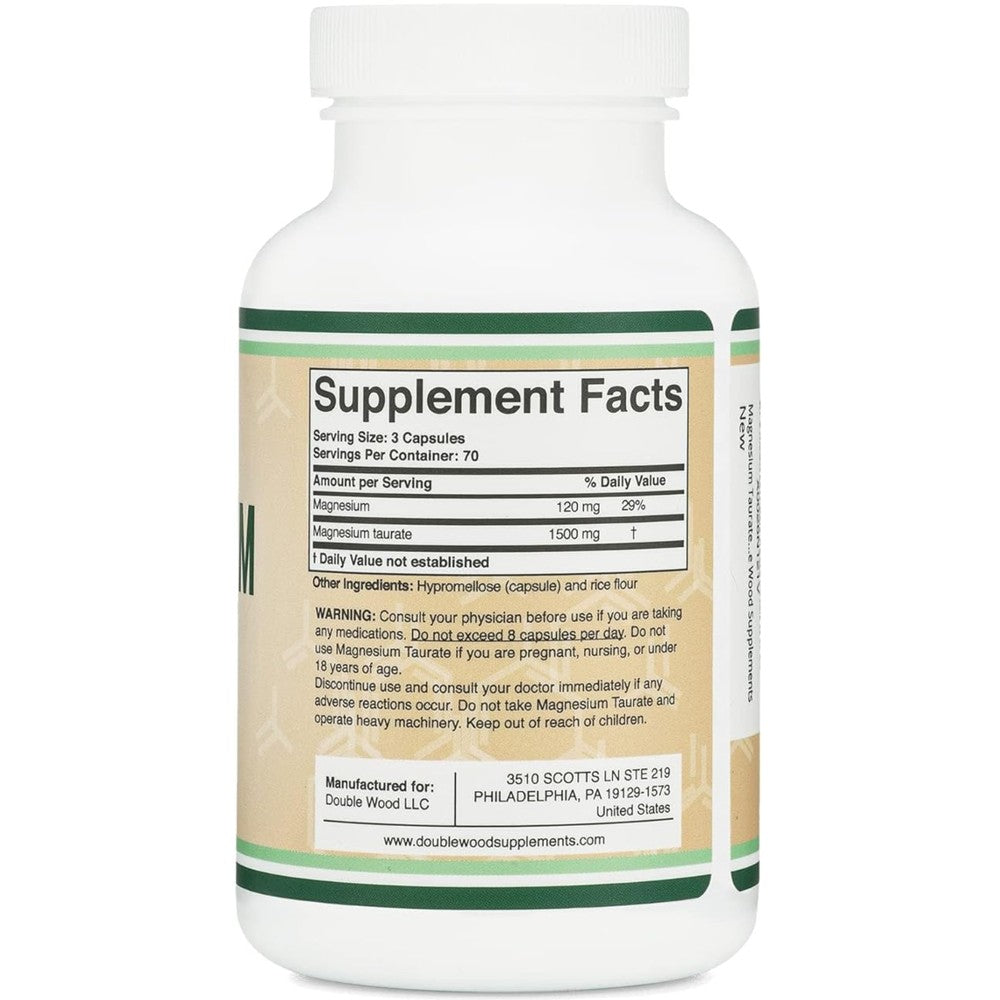 Double Wood Magnesium Taurate 1500mg – Heart &amp; Brain Health Support thumbnail 2