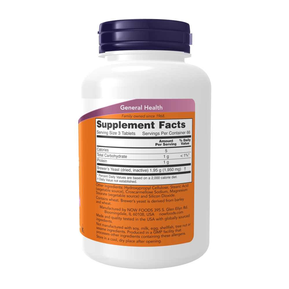 Now Foods Brewer's Yeast – 650mg Nutrient-Rich Supplement | 10 Grain Formula | 200 Tablets thumbnail 2