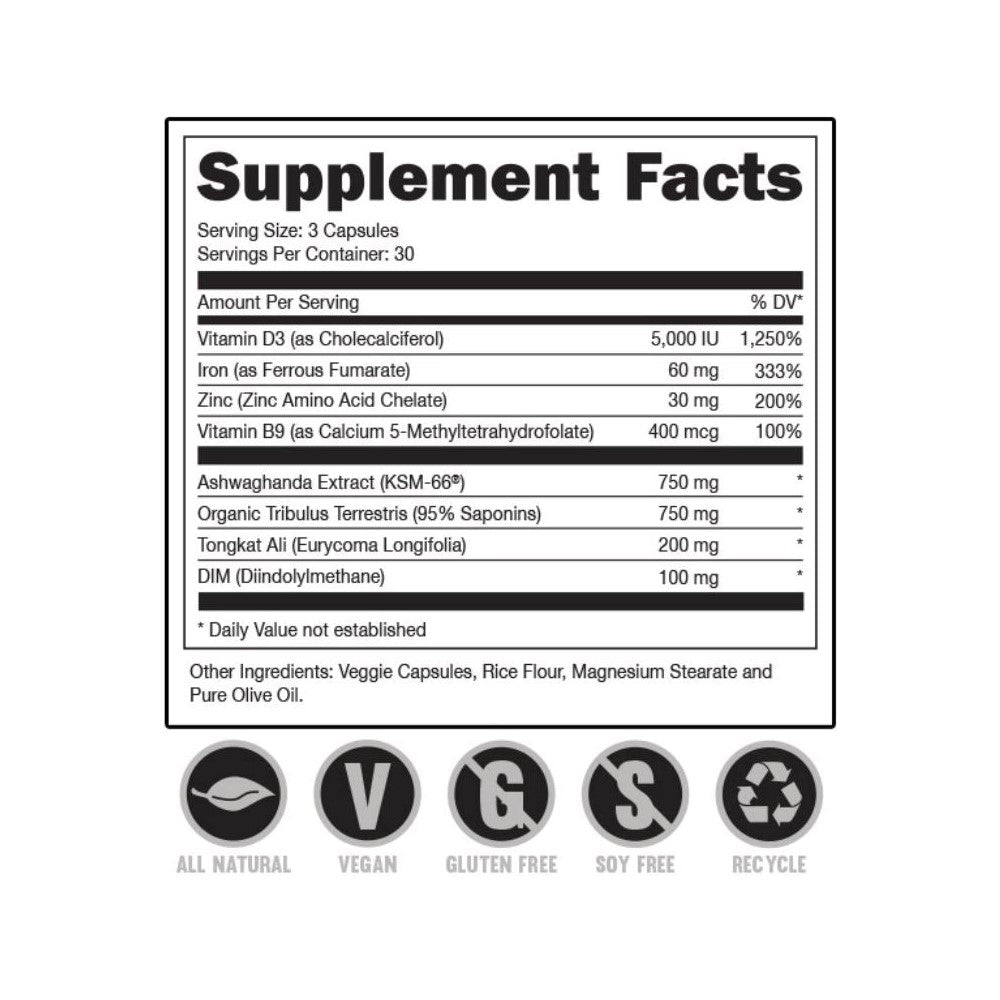 Bucked Up RUT Testosterone Booster - Peak Body Composition, Stamina &amp; Superior Sex Drive - All-Natural Formula - 90 Capsules - DAS Labs Dietary Supplement thumbnail 6