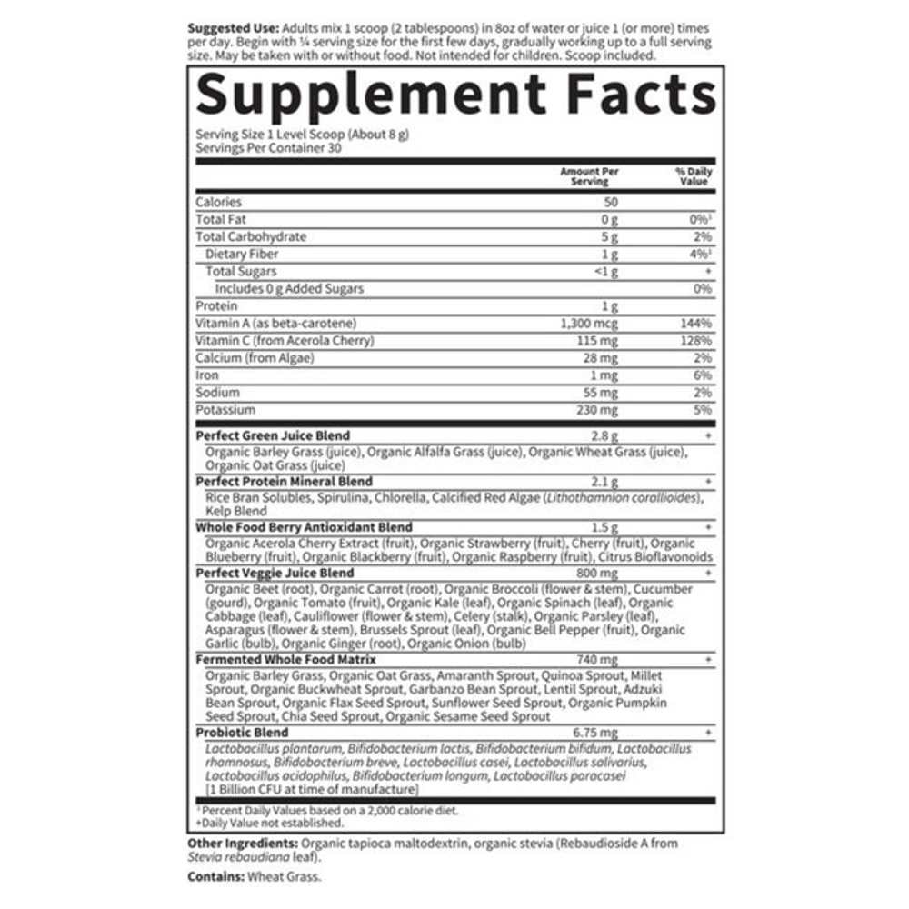 Garden of Life Perfect Food Berry Super Green Fruit &amp; Veggie Formula 8.5oz (240g) Powder thumbnail 2