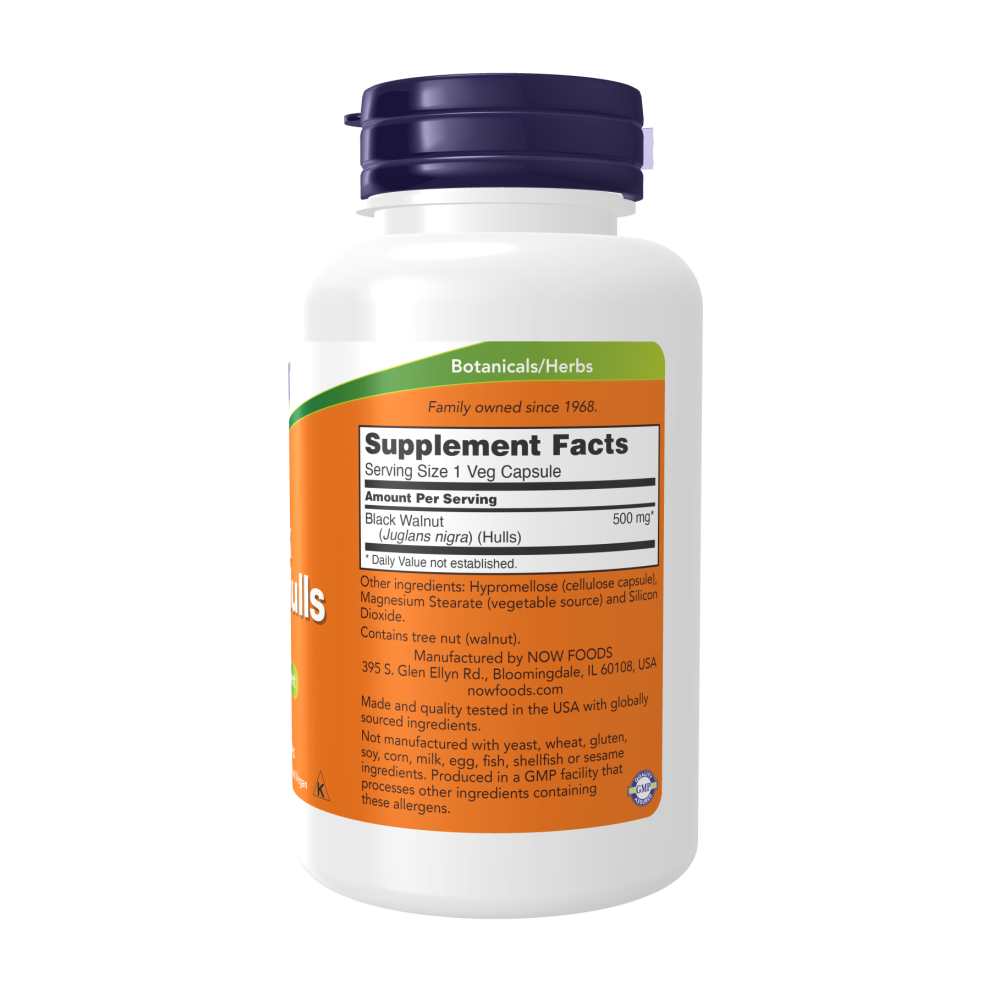 Now Foods Black Walnut Hulls 500mg – Herbal Supplement – 100 Veg Capsules thumbnail 2