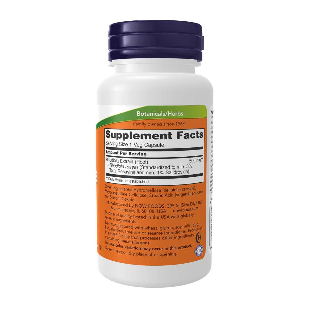 Now Foods Rhodiola 500mg – Adaptogenic Herb for Stress &amp; Energy – 60 Veg Capsules thumbnail 3