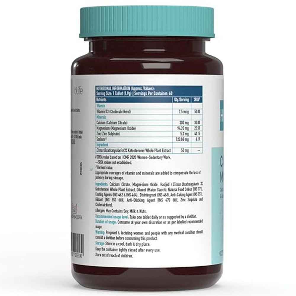 HK Vitals Calcium + Magnesium + Zinc with Vitamin D3 &amp; Cissus 60 Tablets thumbnail 2