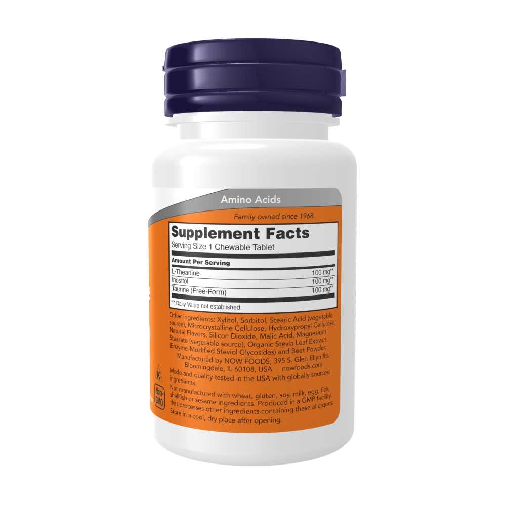 Now Foods Chewable L-Theanine 100mg – Stress &amp; Relaxation Support – 90 Tablets thumbnail 2